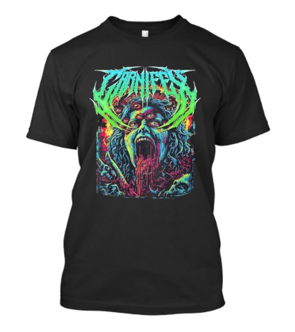 Carnifex Multieyed Screaming Face Metal Band Horror Neon T-Shirt