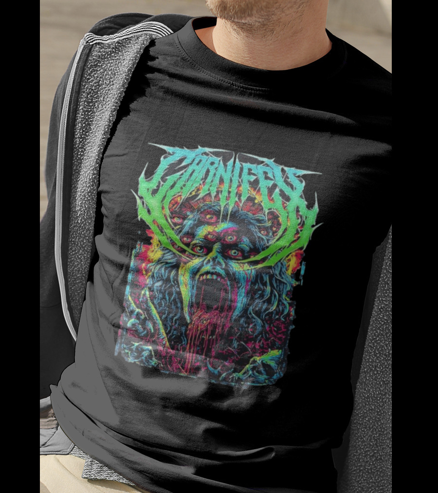 Carnifex Multieyed Screaming Face Metal Band Horror Neon T-Shirt