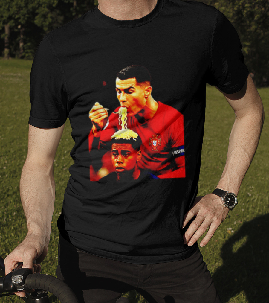 Cristiano Ronaldo Eating Noodles Meme Portugal Football UEFA T-Shirt