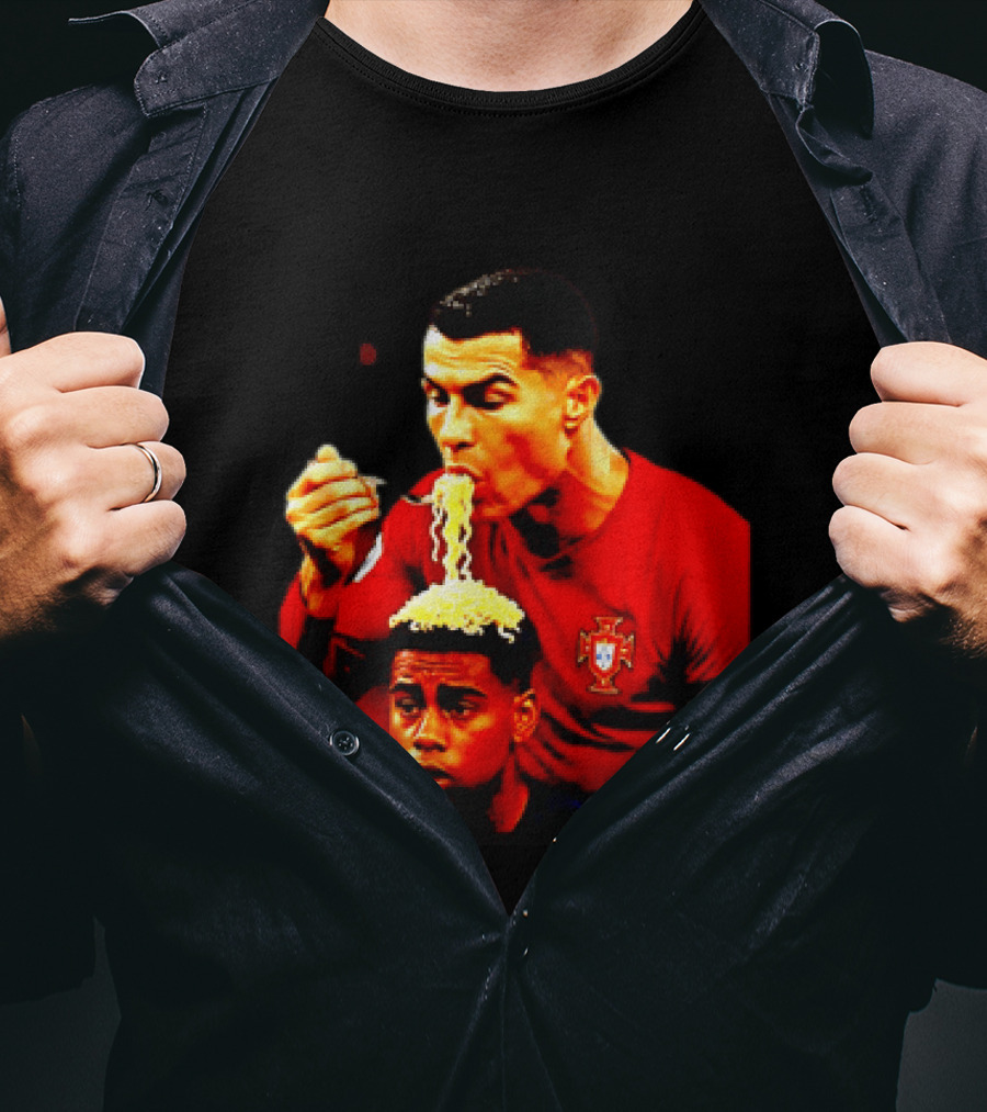 Cristiano Ronaldo Eating Noodles Meme Portugal Football UEFA T-Shirt