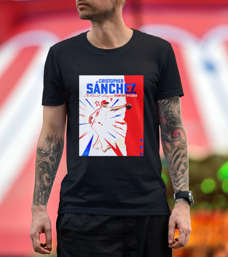 Cristopher Sánchez Philadelphia Phillies National League Starting Pitcher Red White Blue Stars T-Shirt
