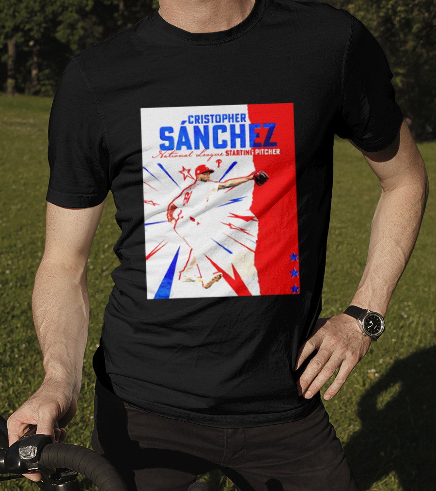 Cristopher Sánchez Philadelphia Phillies National League Starting Pitcher Red White Blue Stars T-Shirt