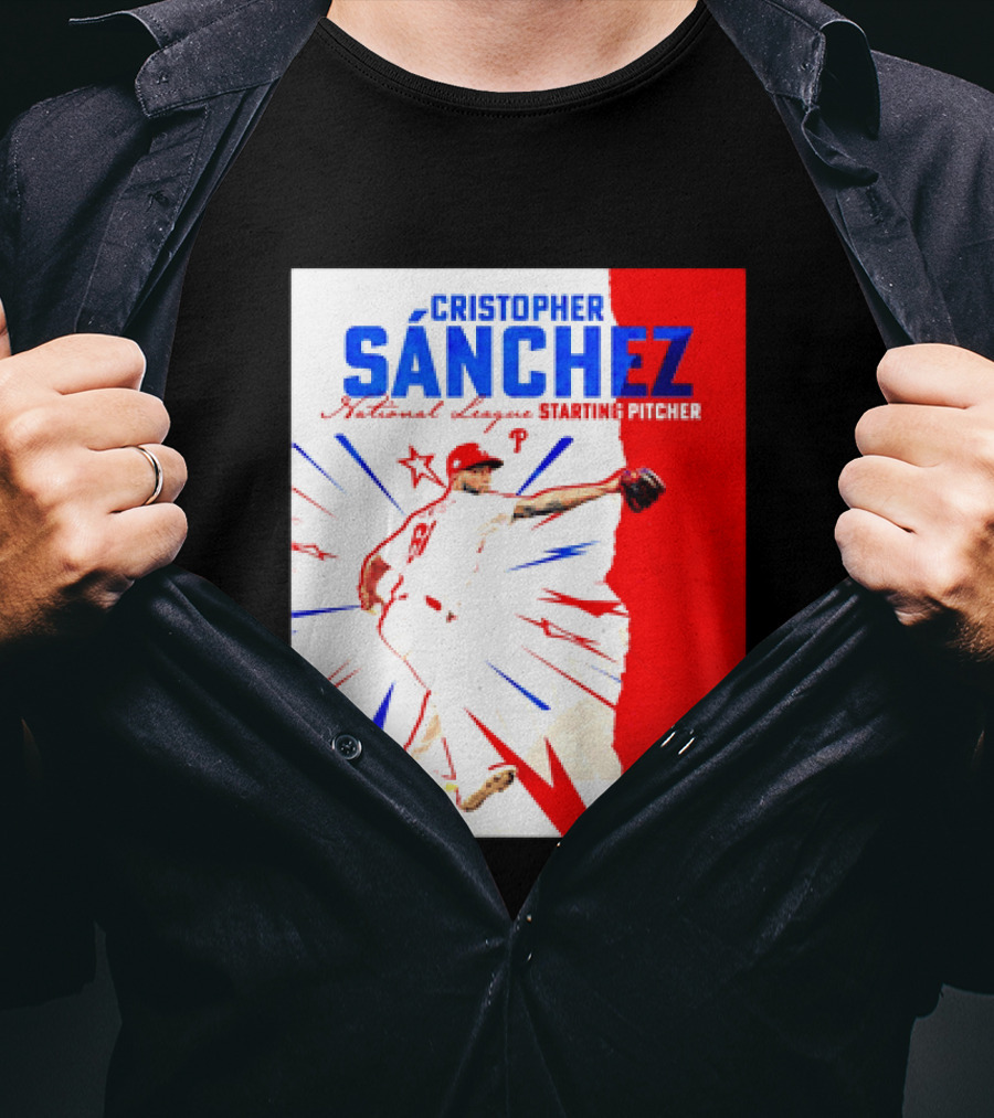 Cristopher Sánchez Philadelphia Phillies National League Starting Pitcher Red White Blue Stars T-Shirt