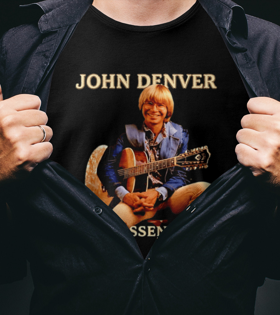 John Denver The Essentials Four Decades Of Folk Music Vintage Guitar T-Shirt