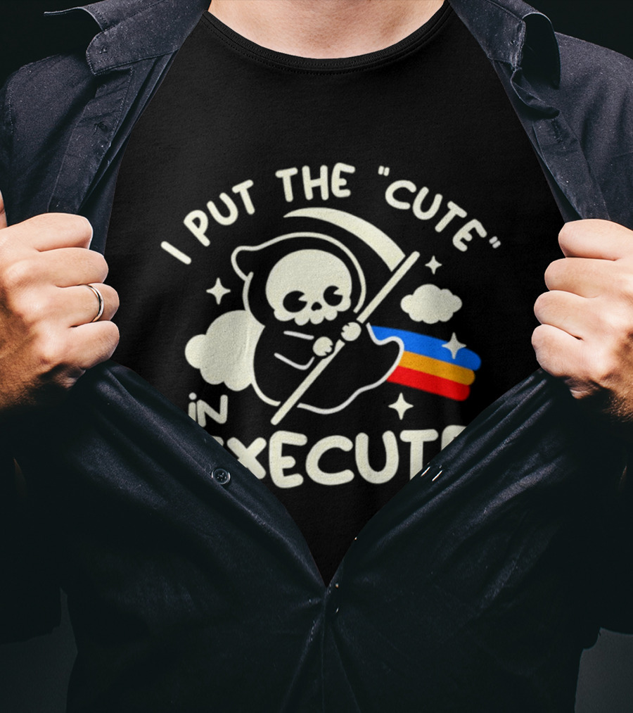 Kawaii Grim Reaper I Put The Cute In Execute Rainbow Scythe T-Shirt