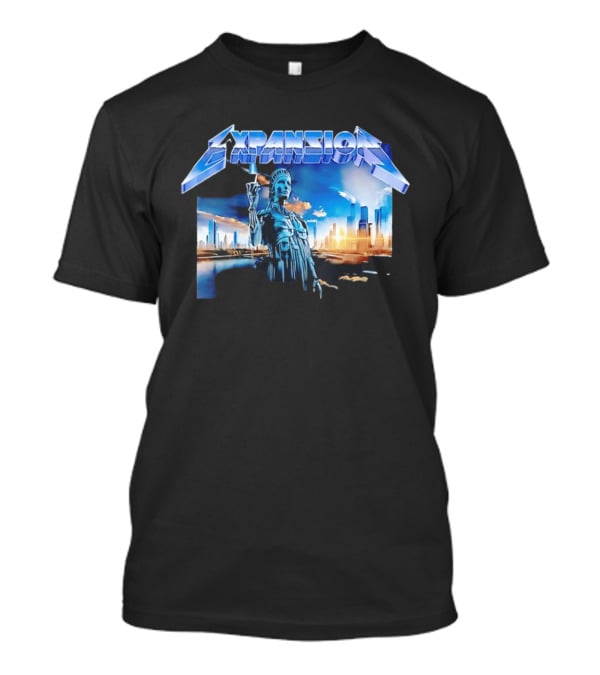 Expansion Futuristic Landmark Metallic Cityscape T-Shirt