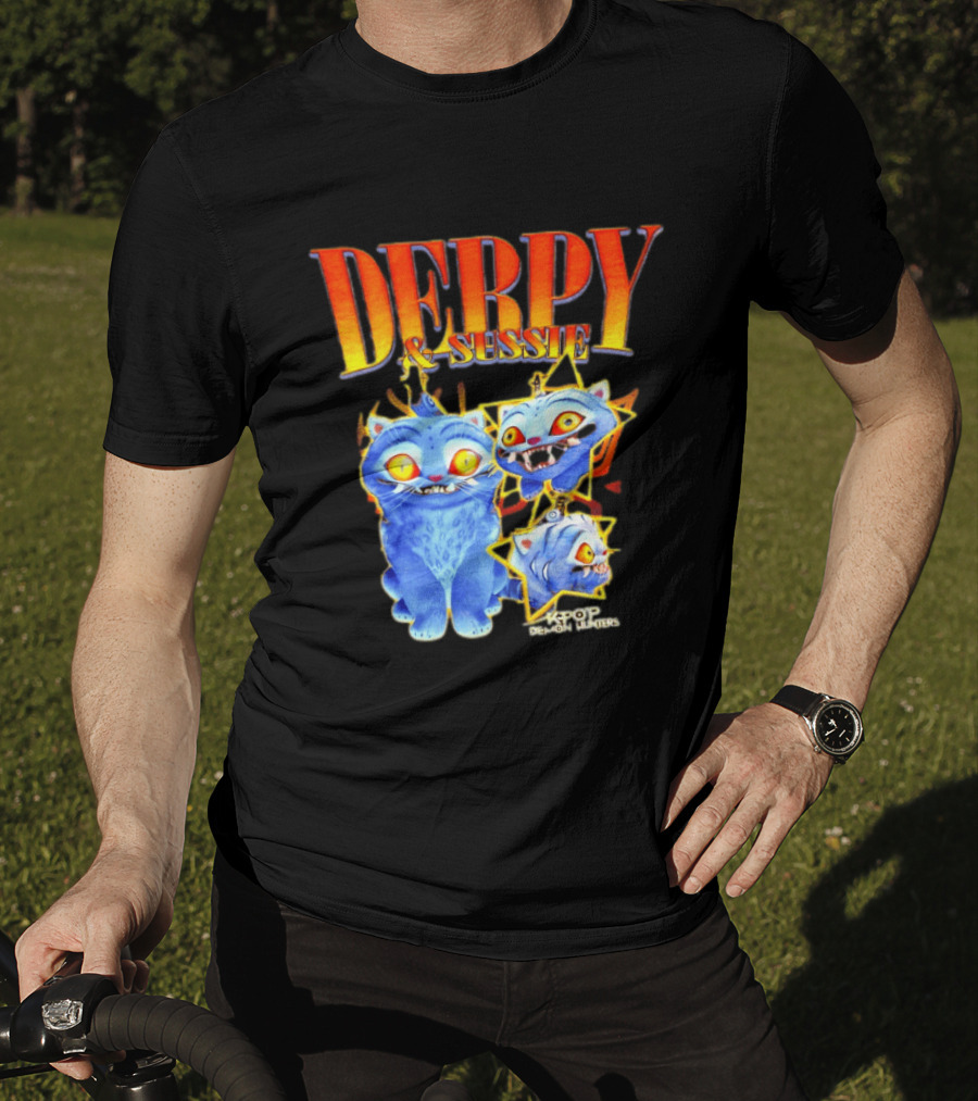 Derpy And Sussie KPop Demon Hunters 2026 Blue Cat Stars T-Shirt