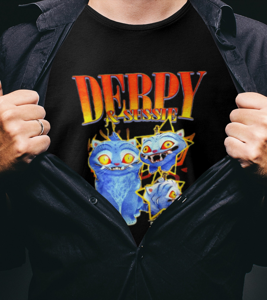 Derpy And Sussie KPop Demon Hunters 2026 Blue Cat Stars T-Shirt