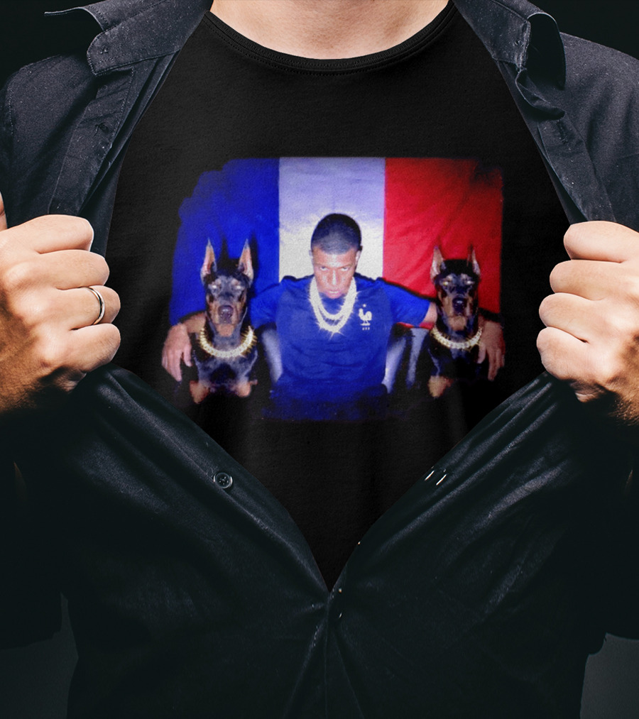 Kylian Mbappe France National Football Team With Dogs French Flag T-Shirt