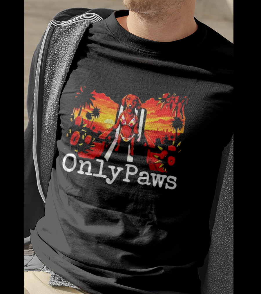 Kylie OnlyPaws Tropical Vibes Sunset Dog T-Shirt