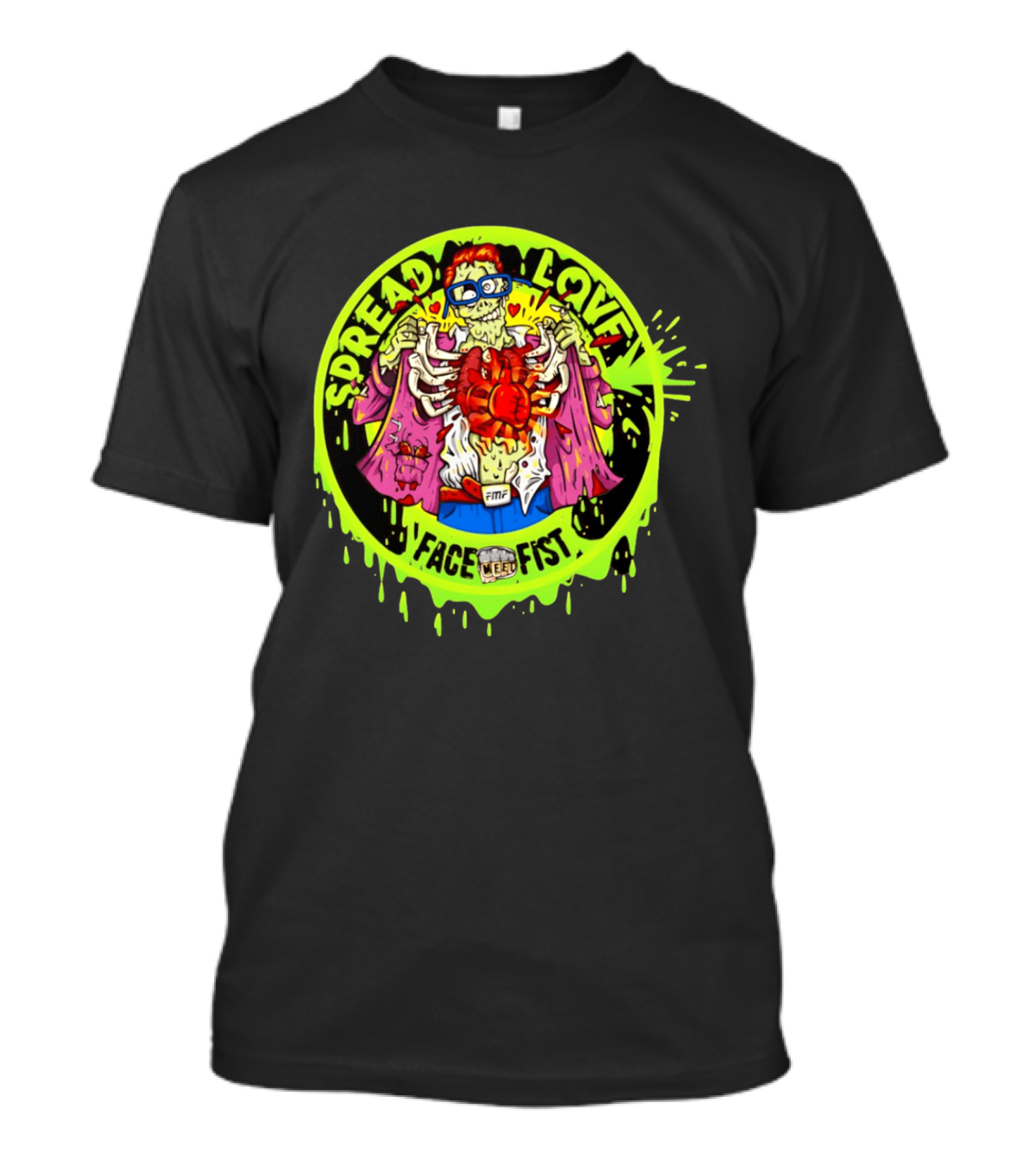 Spread Love Face Fist FMF Slime Variant Zombie Heart T-Shirt