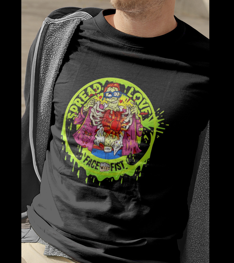 Spread Love Face Fist FMF Slime Variant Zombie Heart T-Shirt