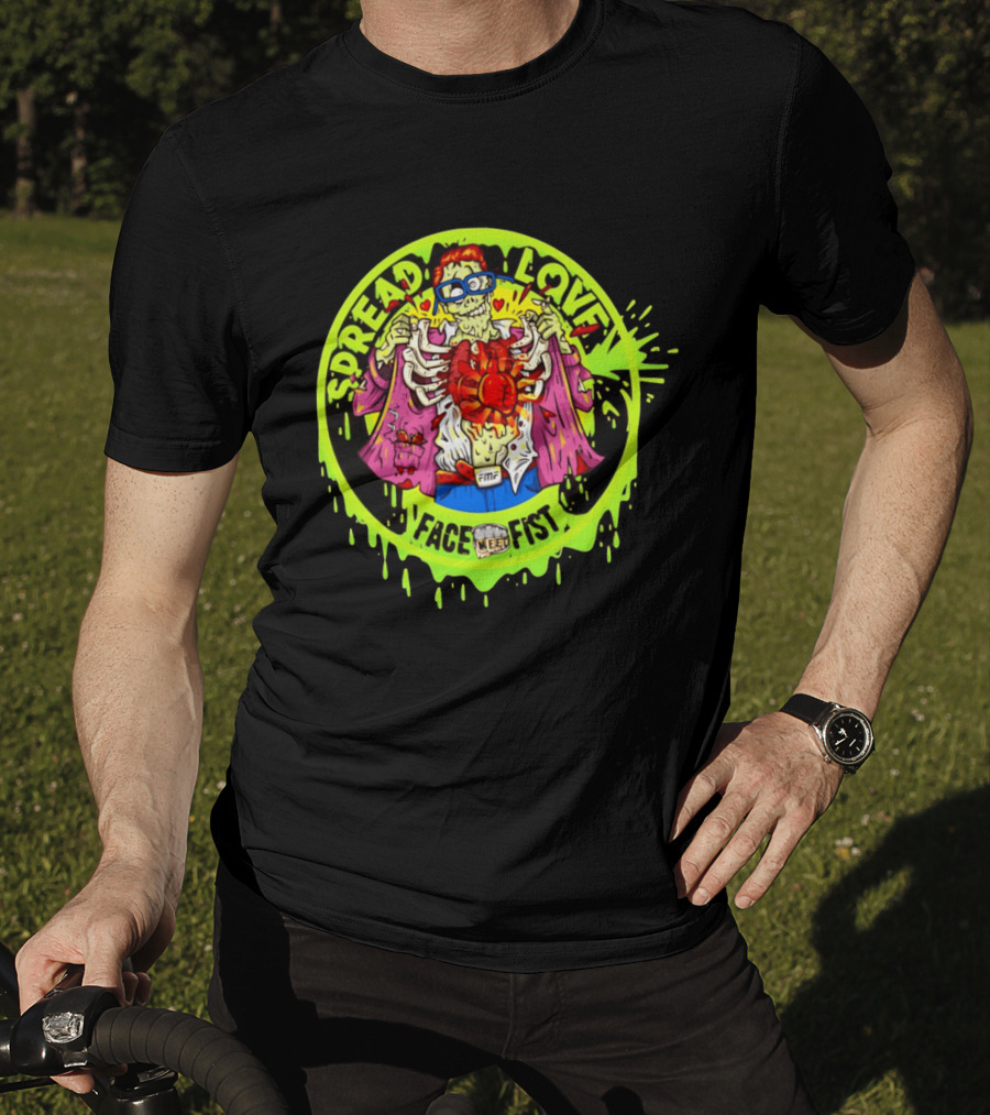Spread Love Face Fist FMF Slime Variant Zombie Heart T-Shirt