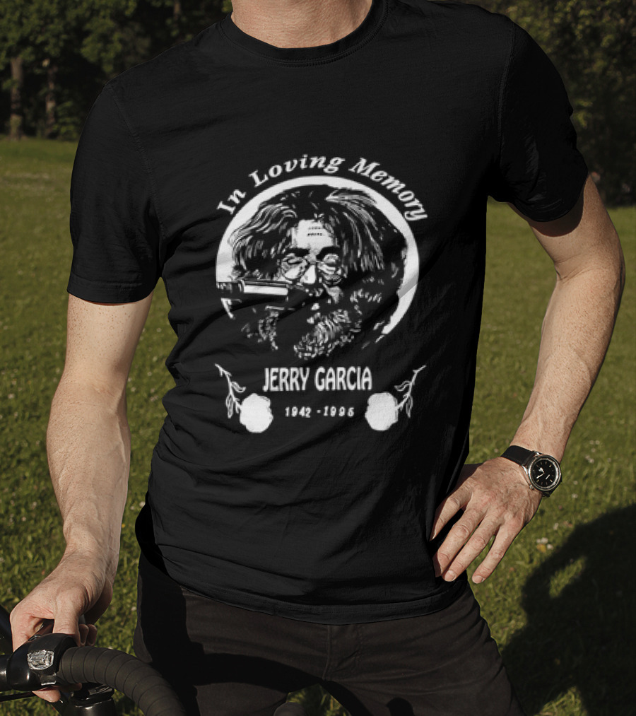 In Loving Memory Jerry Garcia 1942 1995 Grateful Tribute Guitar T-Shirt