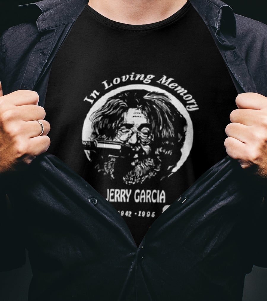 In Loving Memory Jerry Garcia 1942 1995 Grateful Tribute Guitar T-Shirt