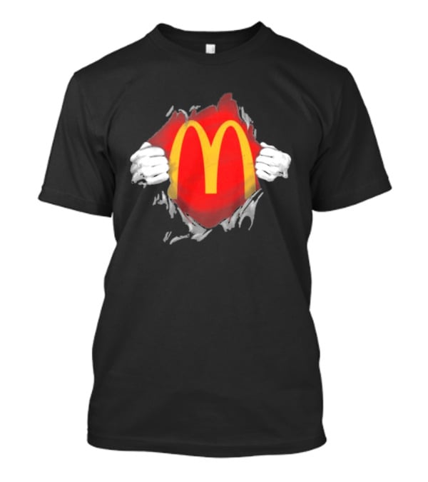 McDonald's Iconic Golden Arches Superhero Ripped Chest Employee T-Shirt