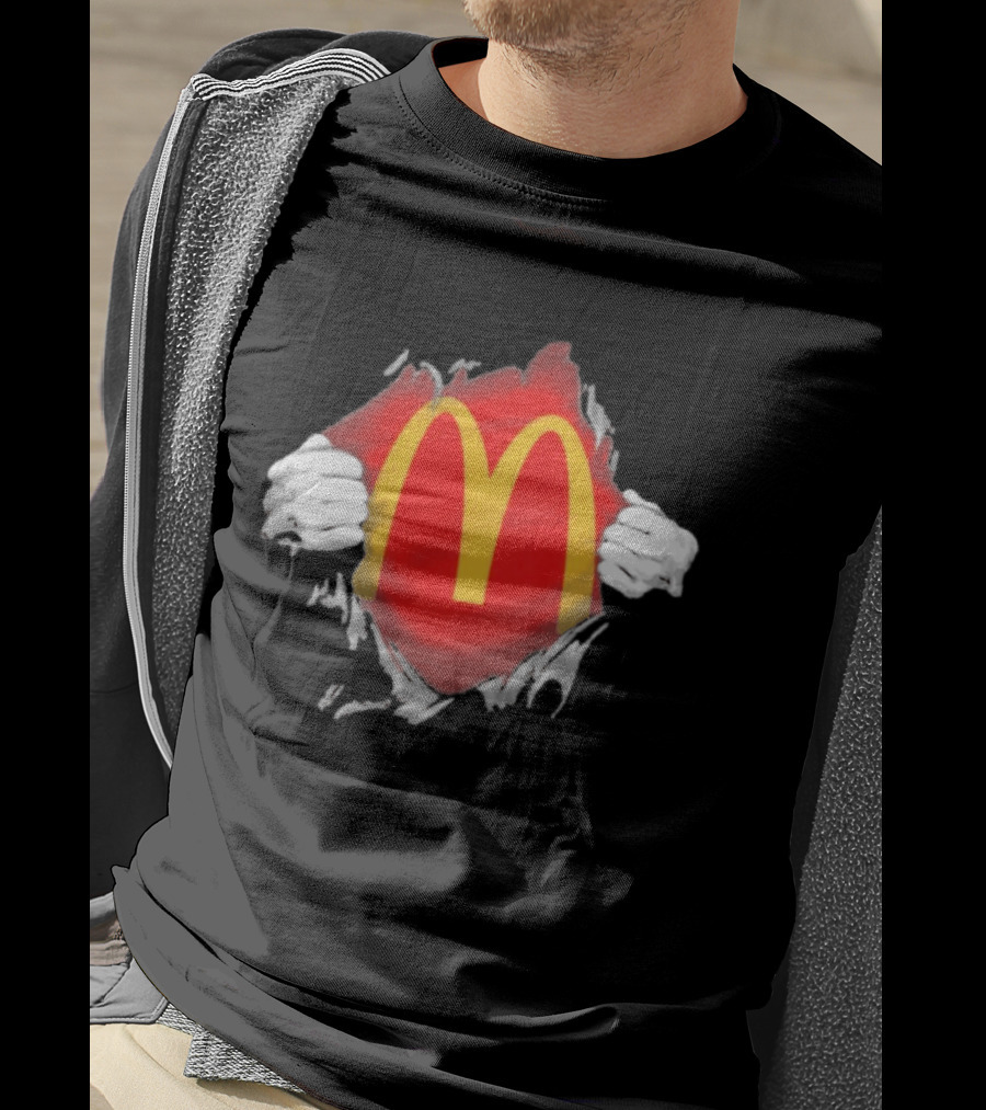 McDonald's Iconic Golden Arches Superhero Ripped Chest Employee T-Shirt