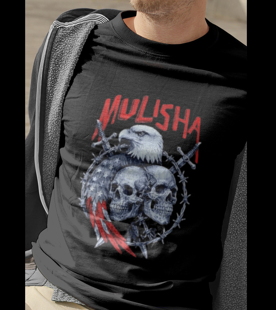 Mulisha Bald Eagle American Flag Skulls And Swords T-Shirt