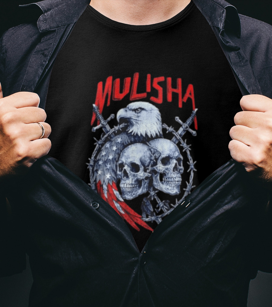 Mulisha Bald Eagle American Flag Skulls And Swords T-Shirt