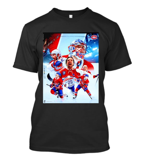Montreal Canadiens Players And Goalkeeper Collage Featuring Number 20 T-Shirt