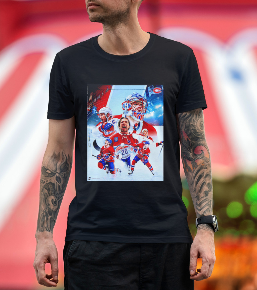 Montreal Canadiens Players And Goalkeeper Collage Featuring Number 20 T-Shirt