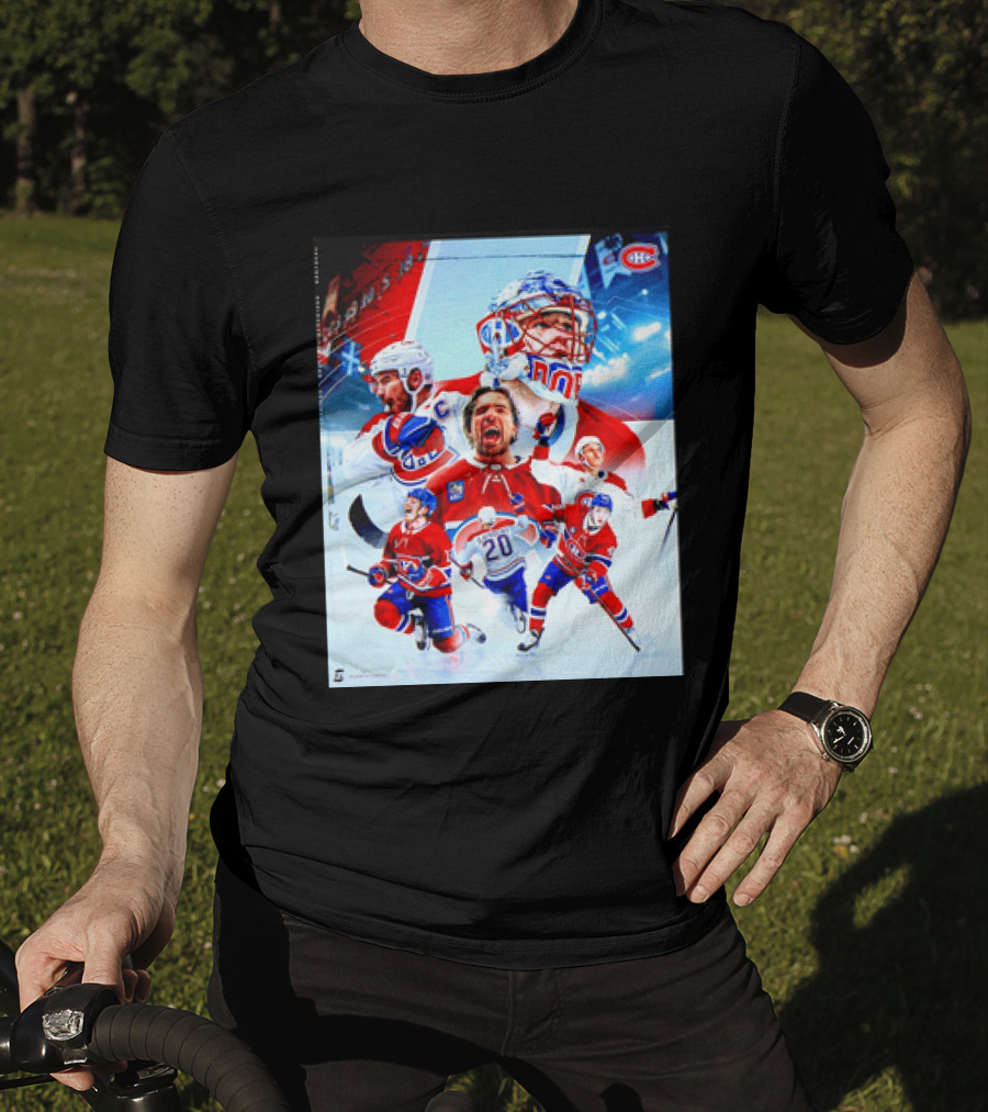 Montreal Canadiens Players And Goalkeeper Collage Featuring Number 20 T-Shirt