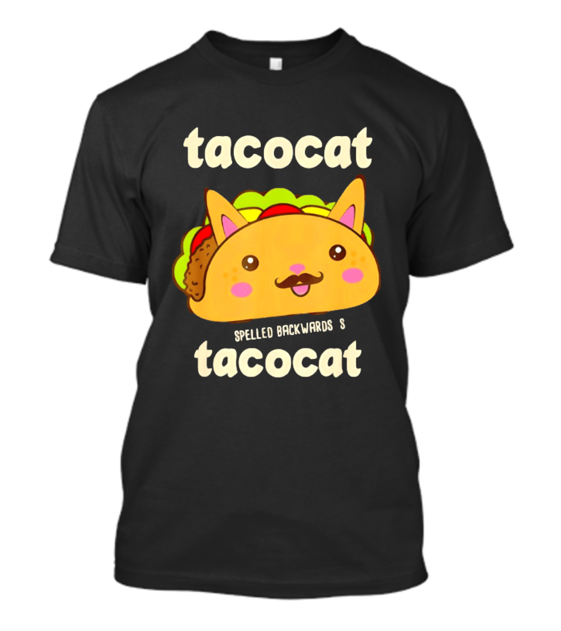 Tacocat Spelled Backwards Funny Meme Cartoon Palindrome Cat T-Shirt