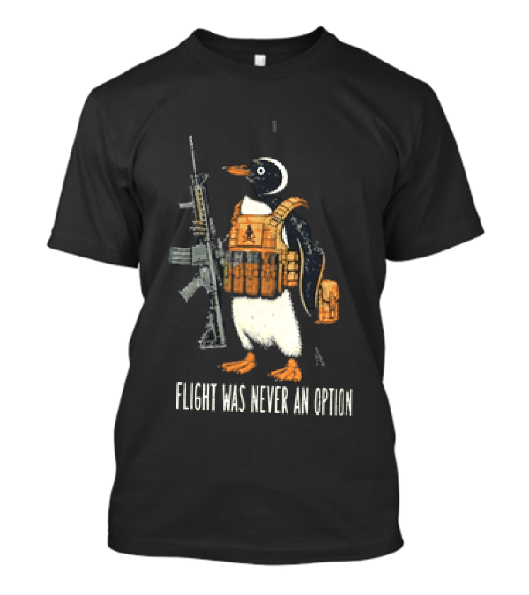 Penguin Flight Was Never An Option Rifle Vest Tactical Humor T-Shirt