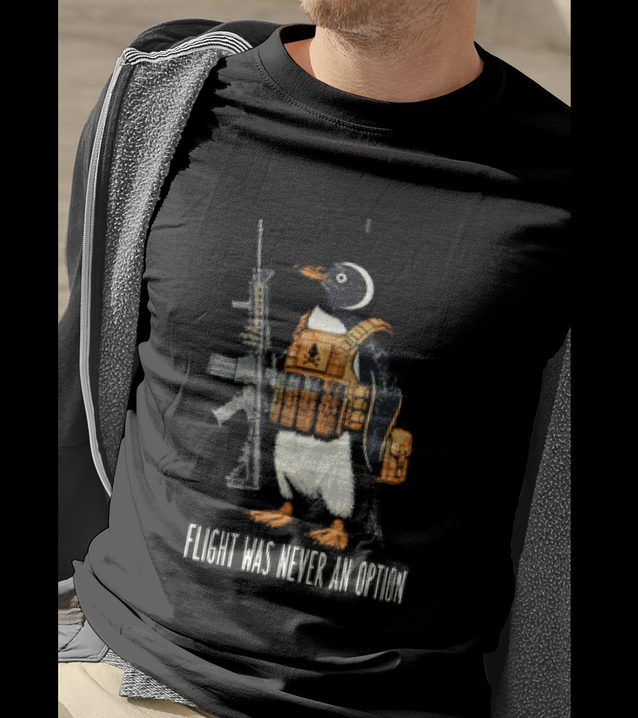 Penguin Flight Was Never An Option Rifle Vest Tactical Humor T-Shirt
