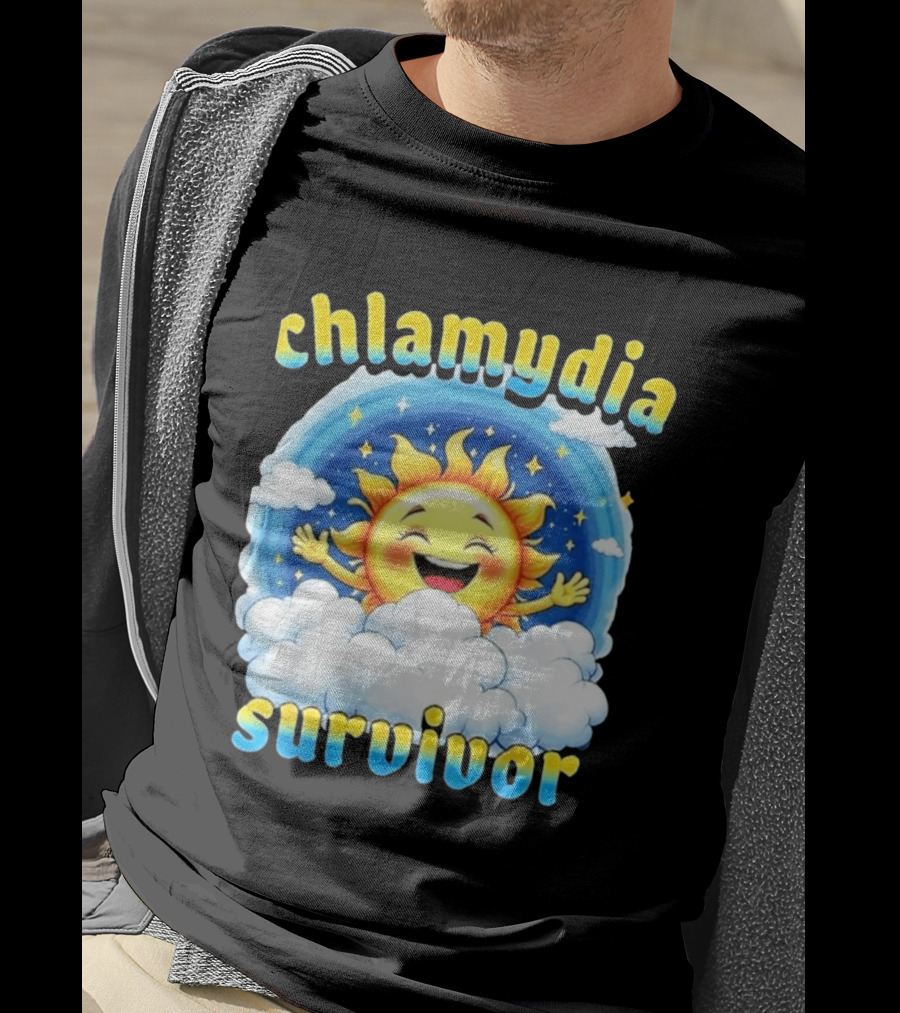 Chlamydia Survivor Sun Cartoon Humor Clouds Sky T-Shirt