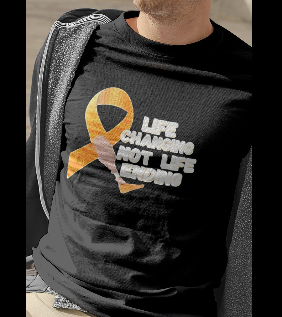 Life Changing Not Life Ending Ribbon With Prosthetic Leg T-Shirt