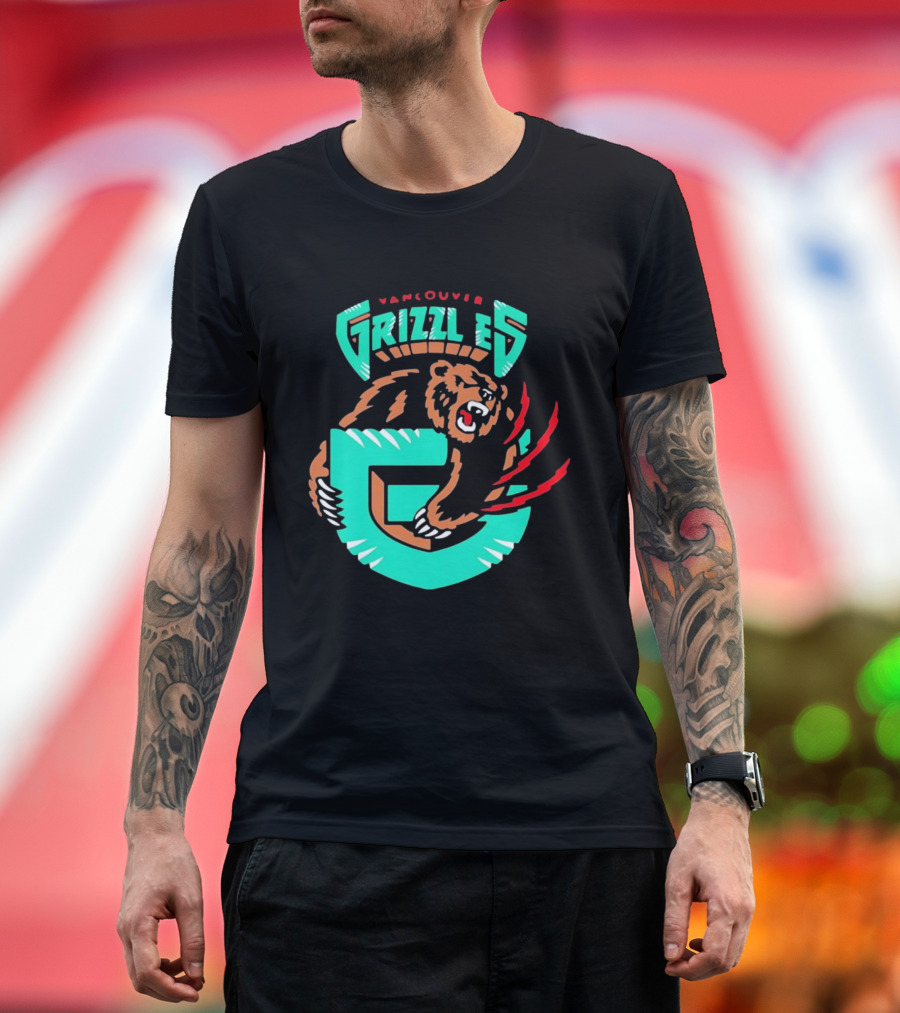Vancouver Grizzlies Bear Claw Retro Sports Emblem Men's T-Shirt