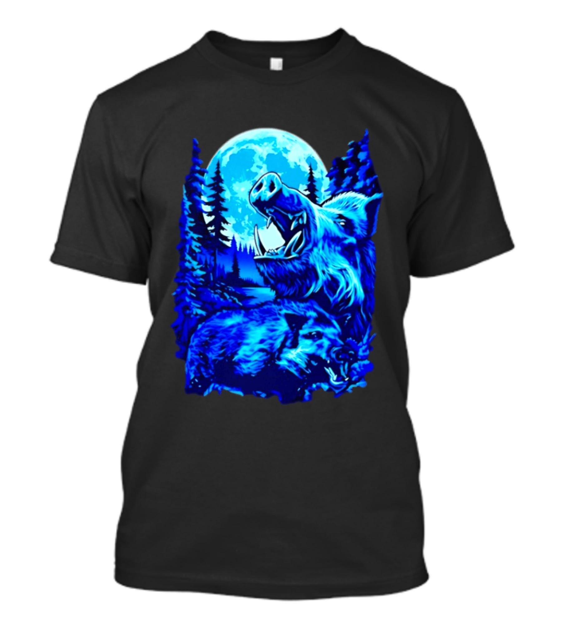 Wild Boar Forest Moonlight Wildlife Night Nature T-Shirt