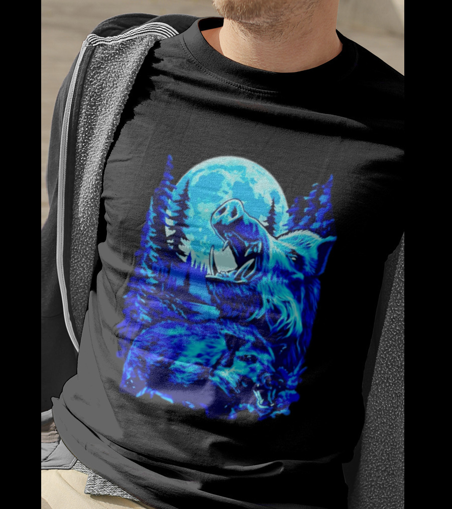 Wild Boar Forest Moonlight Wildlife Night Nature T-Shirt