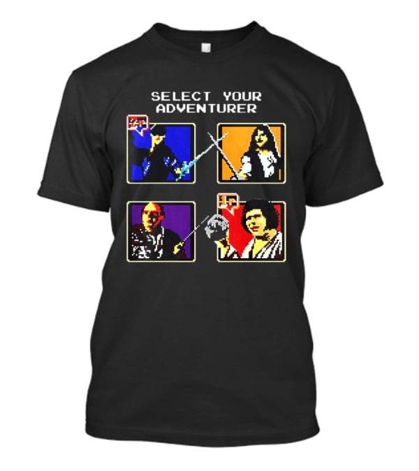 Select Your Adventurer 2p 1p 8 Bit Pixel Characters T-Shirt
