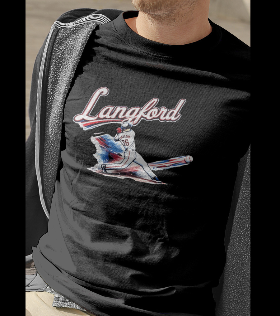 Langford Baseball Swing Texas Rangers Wyatt Langford Slugger 26 T-Shirt