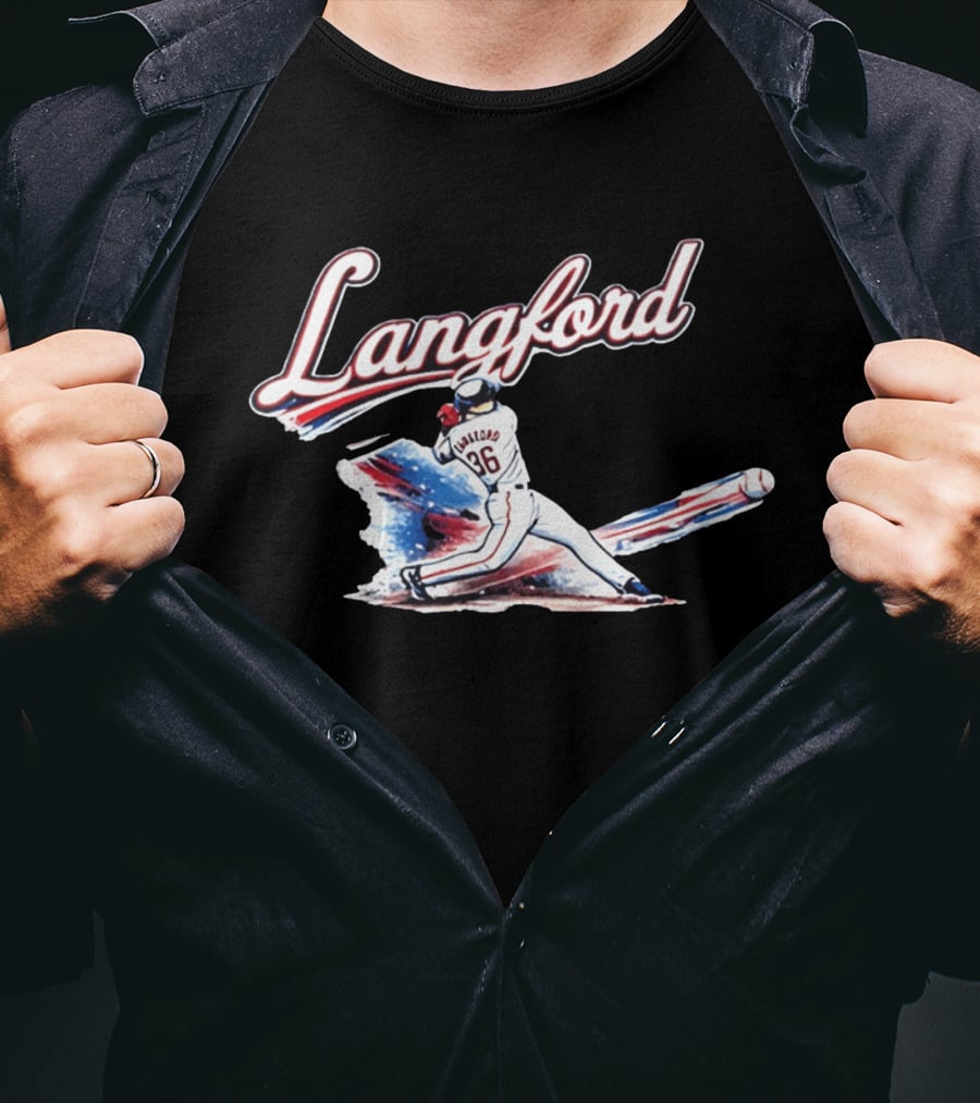 Langford Baseball Swing Texas Rangers Wyatt Langford Slugger 26 T-Shirt