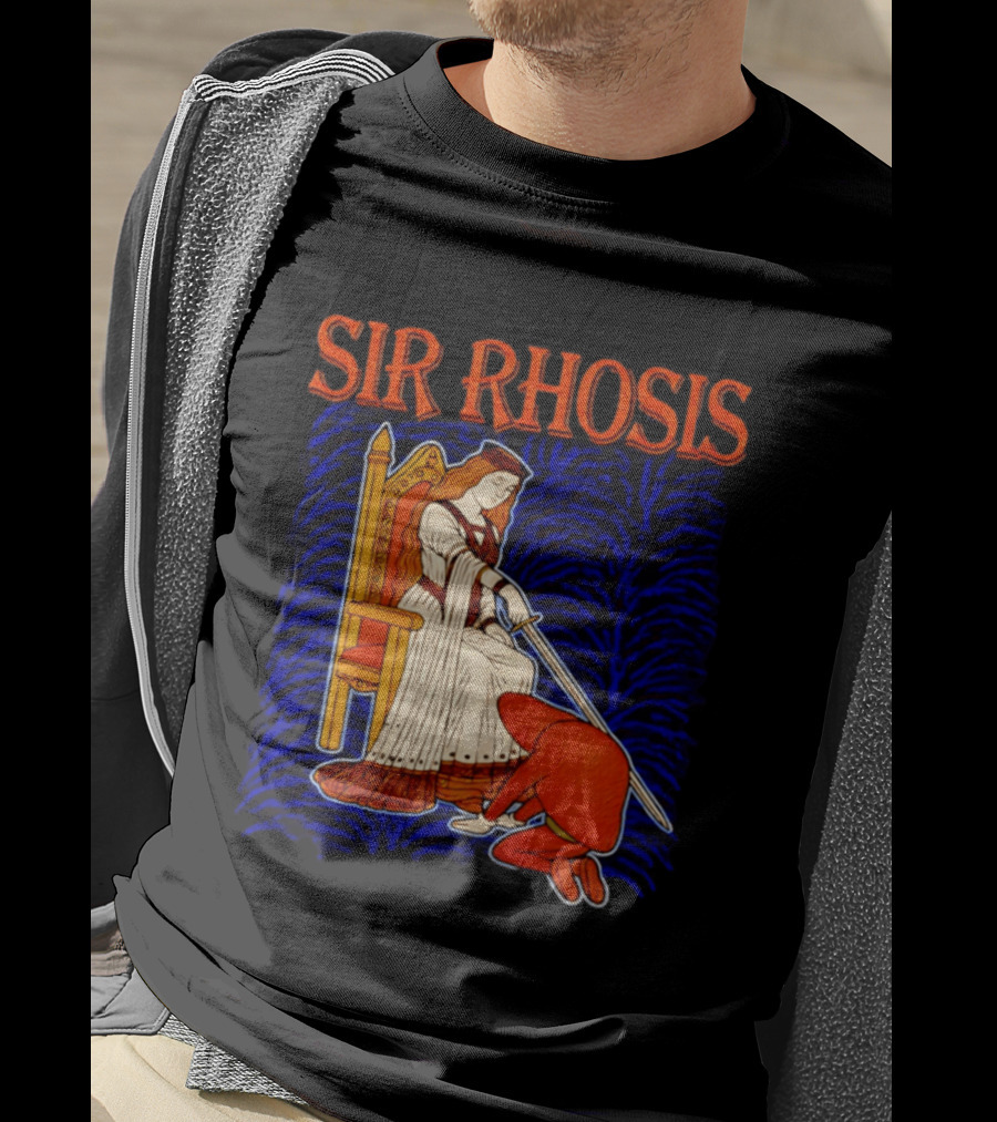 Sir Rhosis Medieval Pun Queen Knight Kneeling T-Shirt