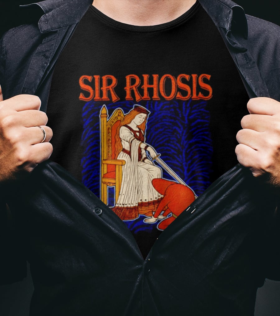 Sir Rhosis Medieval Pun Queen Knight Kneeling T-Shirt
