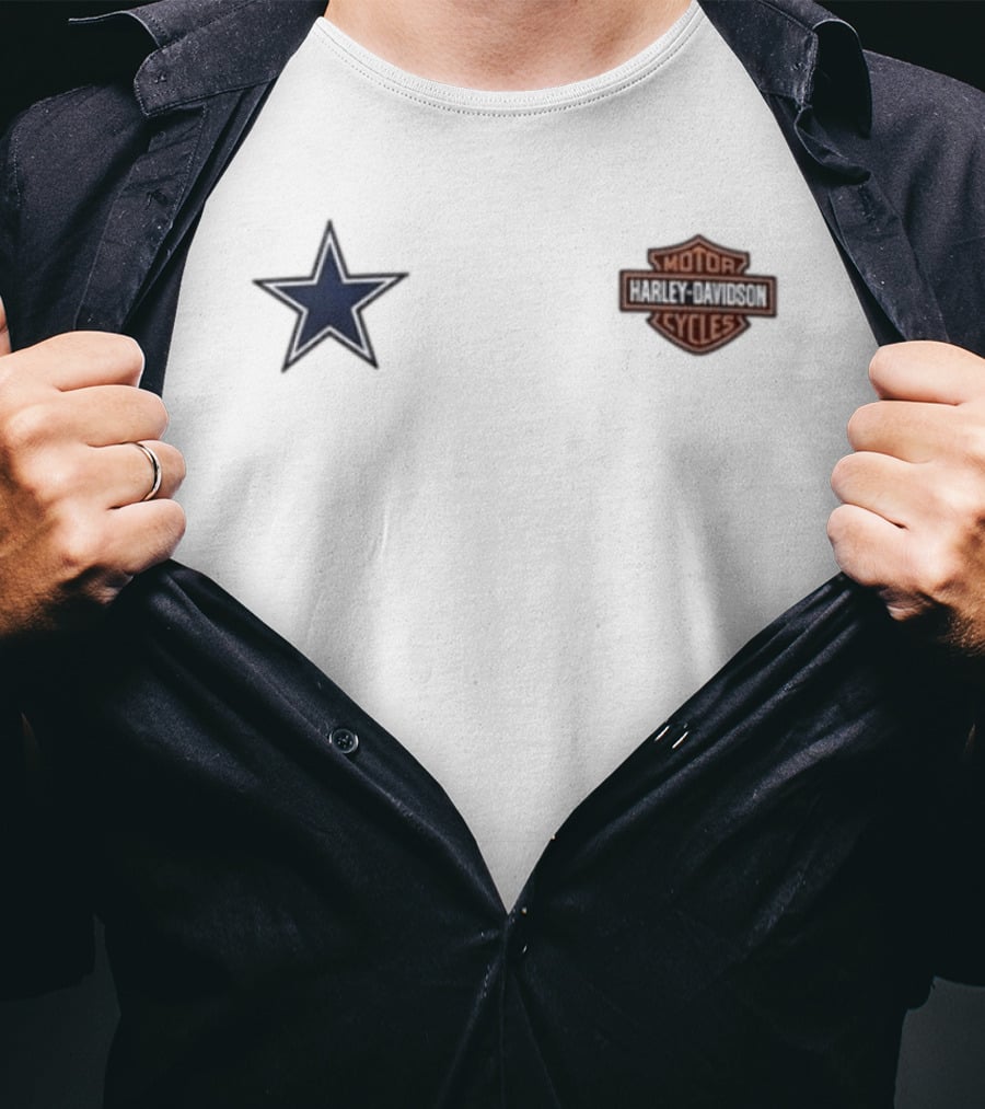 Dallas Cowboys Harley Davidson Ride Loud Sundays Roll Built For Game Day T-Shirt