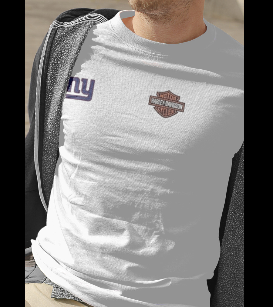 New York Giants Harley Davidson Motor Ride Loud Sundays Roll Built For Game Day T-Shirt