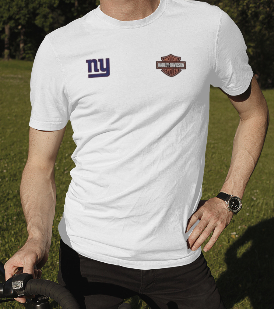 New York Giants Harley Davidson Motor Ride Loud Sundays Roll Built For Game Day T-Shirt