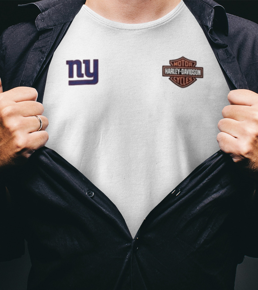 New York Giants Harley Davidson Motor Ride Loud Sundays Roll Built For Game Day T-Shirt
