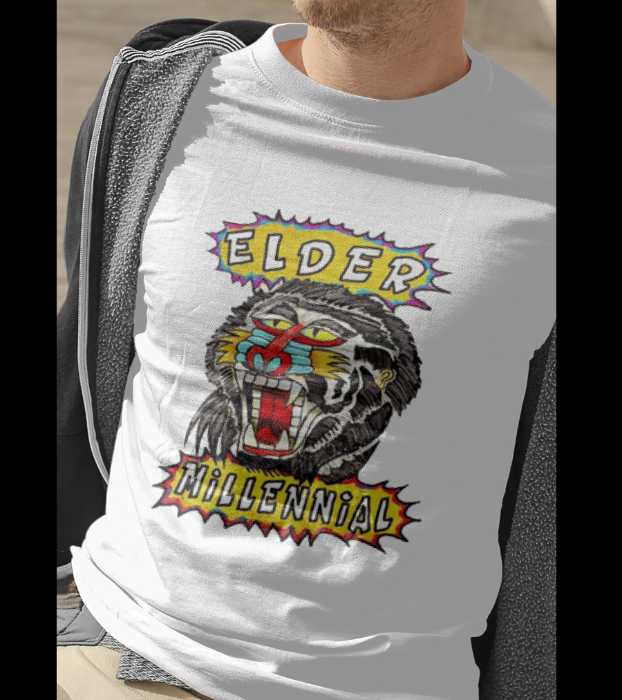 Elder Millennial Baboon Primate Roaring Head T-Shirt