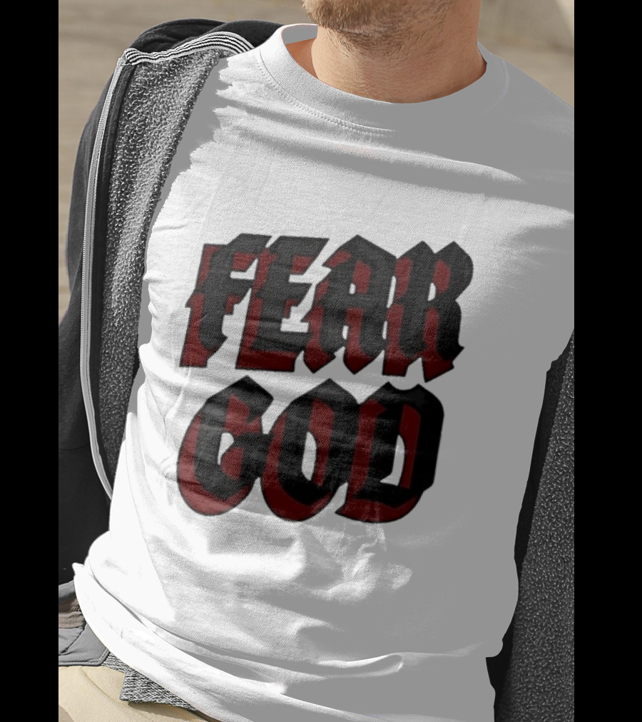 Fear God Script Faith Minimalist Religious Gothic Lettering T-Shirt