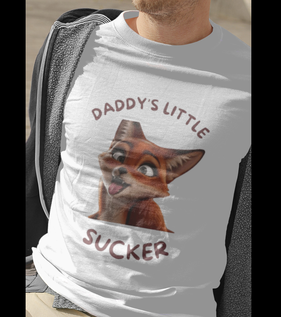 Daddy's Little Sucker Cute Fox Licking Lips T-Shirt