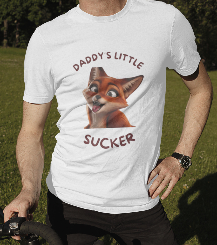 Daddy's Little Sucker Cute Fox Licking Lips T-Shirt