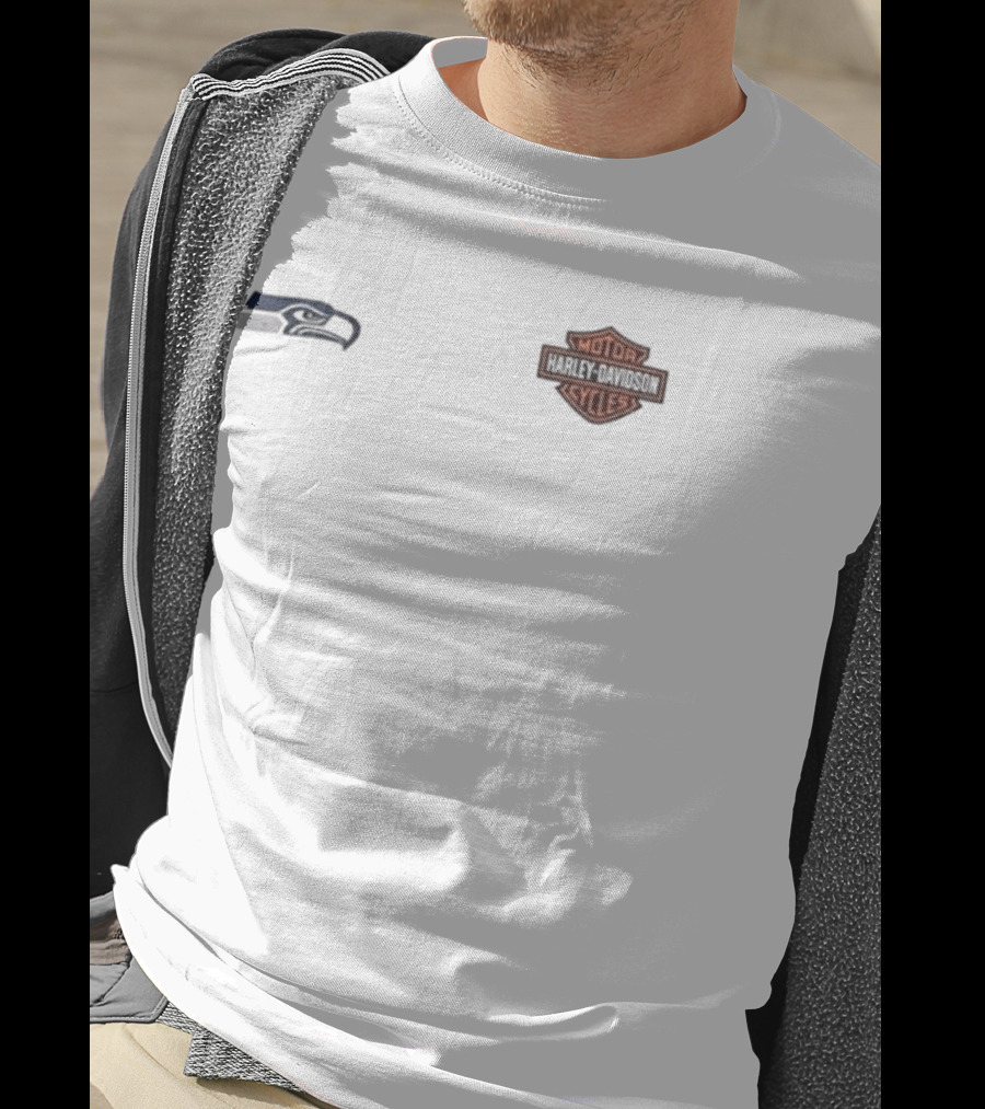 Seattle Seahawks Harley Davidson Ride Loud Sundays Game Day Built Roll T-Shirt
