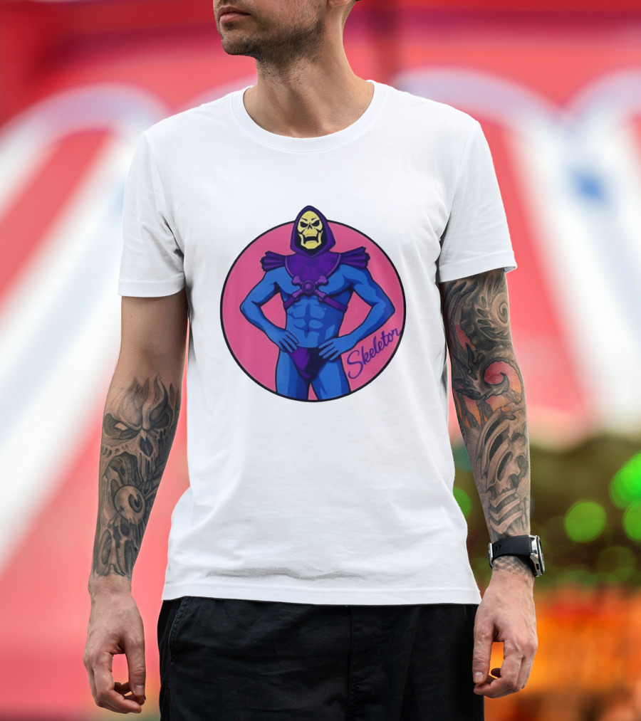 Skeletor Powerful Stance Pink T-Shirt