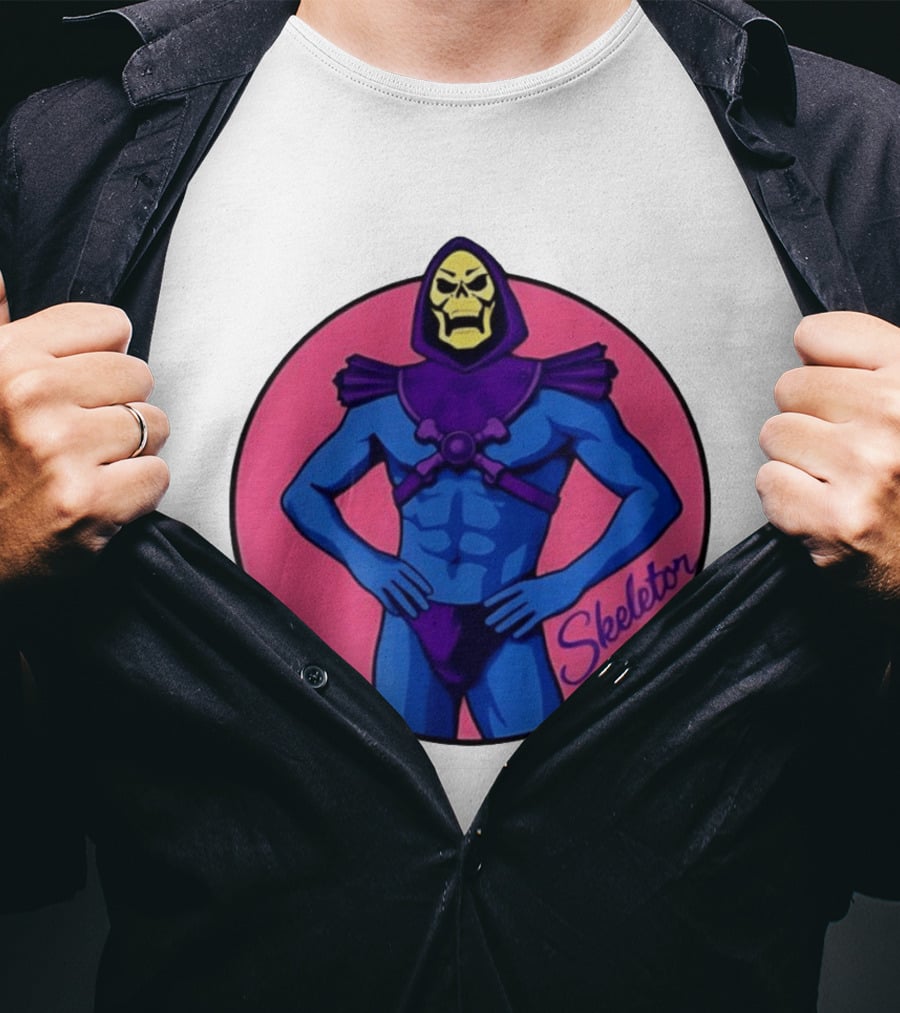 Skeletor Powerful Stance Pink T-Shirt